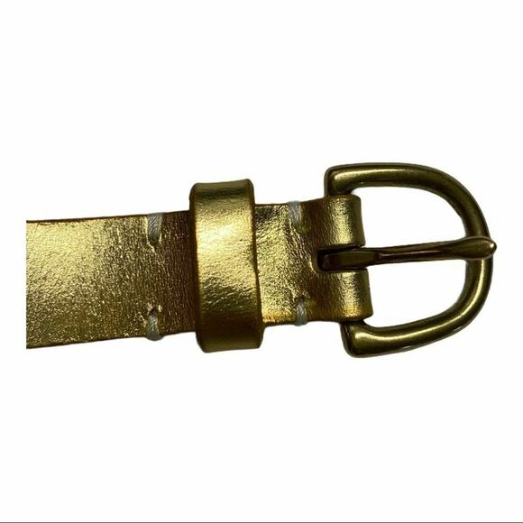 J. Crew women Gold tone leather belt size Large gold buckle